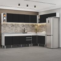 Armário De Cozinha Modulado De Canto 8 Peças Cp27 Com Pia Inox Branco/preto - Lumil - 2