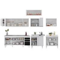 Armário De Cozinha Modulado De Canto 8 Peças Cp27 Com Pia Inox Branco/preto - Lumil - 6