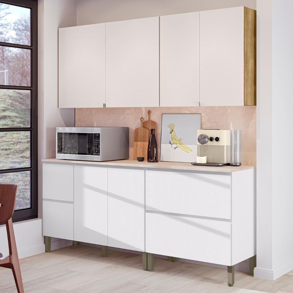 Armário De Cozinha Cp02 Com Tampo 120cm Minsk K02 Branco/soft - Mpozenato - 2