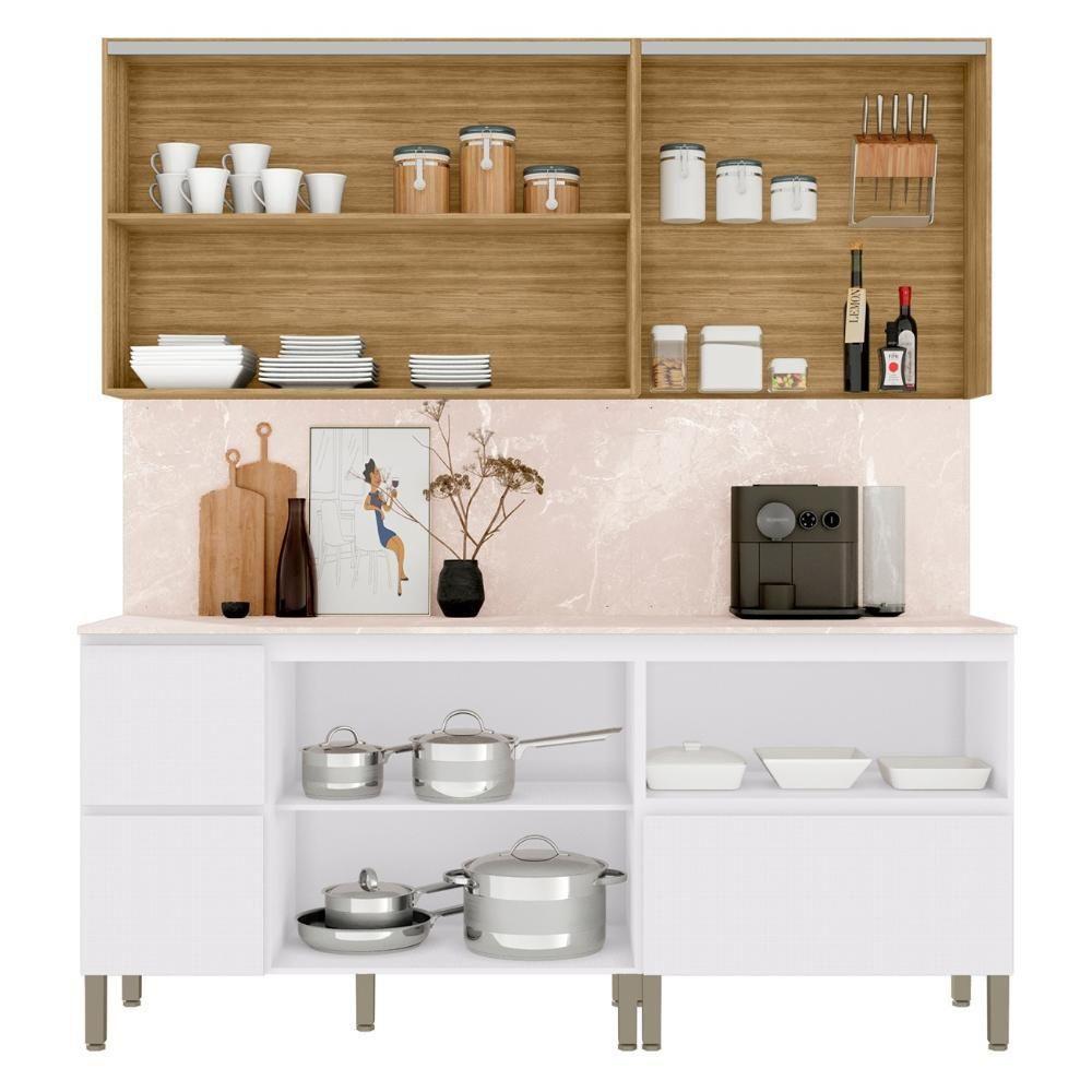 Armário De Cozinha Cp02 Com Tampo 120cm Minsk K02 Branco/soft - Mpozenato - 5