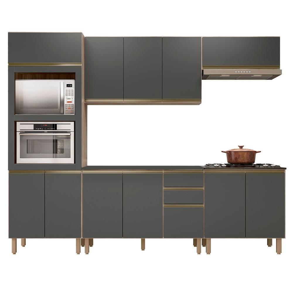 Armário De Cozinha 5 Peças Com Tampo Jany N03 Carvalho/grafite - Mpozenato - 1