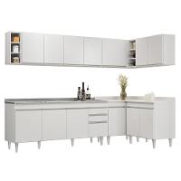 Armário De Cozinha Modulado De Canto 7 Peças Cp36 Com Pia Inox Branco - Lumil - 1