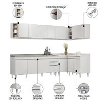 Armário De Cozinha Modulado De Canto 7 Peças Cp36 Com Pia Inox Branco - Lumil - 3