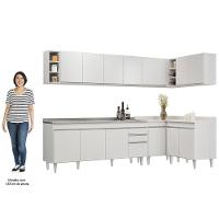 Armário De Cozinha Modulado De Canto 7 Peças Cp36 Com Pia Inox Branco - Lumil - 5