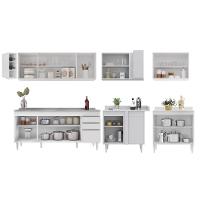 Armário De Cozinha Modulado De Canto 7 Peças Cp36 Com Pia Inox Branco - Lumil - 6