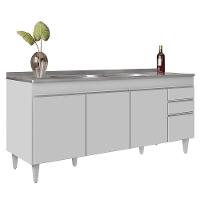 Armário De Cozinha Modulado De Canto 7 Peças Cp36 Com Pia Inox Branco - Lumil - 7