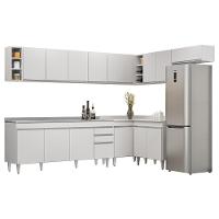 Armário De Cozinha Modulado De Canto 8 Peças Cp27 Com Pia Inox Branco - Lumil - 1