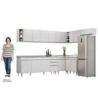 Armário De Cozinha Modulado De Canto 8 Peças Cp27 Com Pia Inox Branco - Lumil - 5