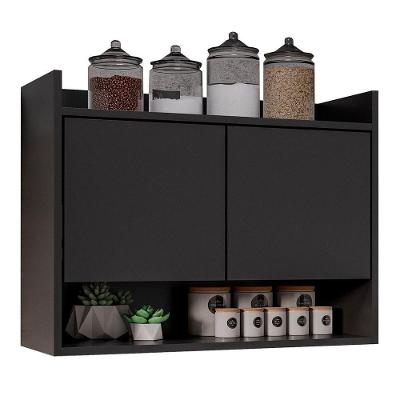 Armário De Cozinha Aéreo 71cm 2 Portas 1 Nicho Ceci M24 Preto - Mpozenato