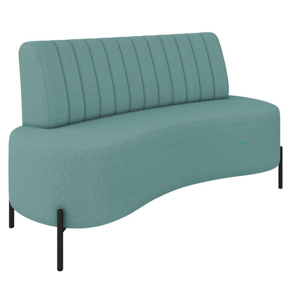 Sofá 2 Lugares 160cm Pés Aço Preto Tamar K04 Bouclê Azul - Mpozenato - 1