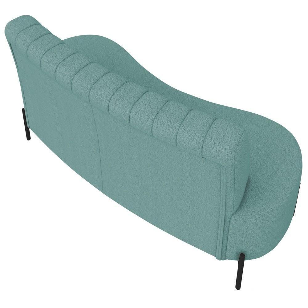 Sofá 2 Lugares 160cm Pés Aço Preto Tamar K04 Bouclê Azul - Mpozenato - 7