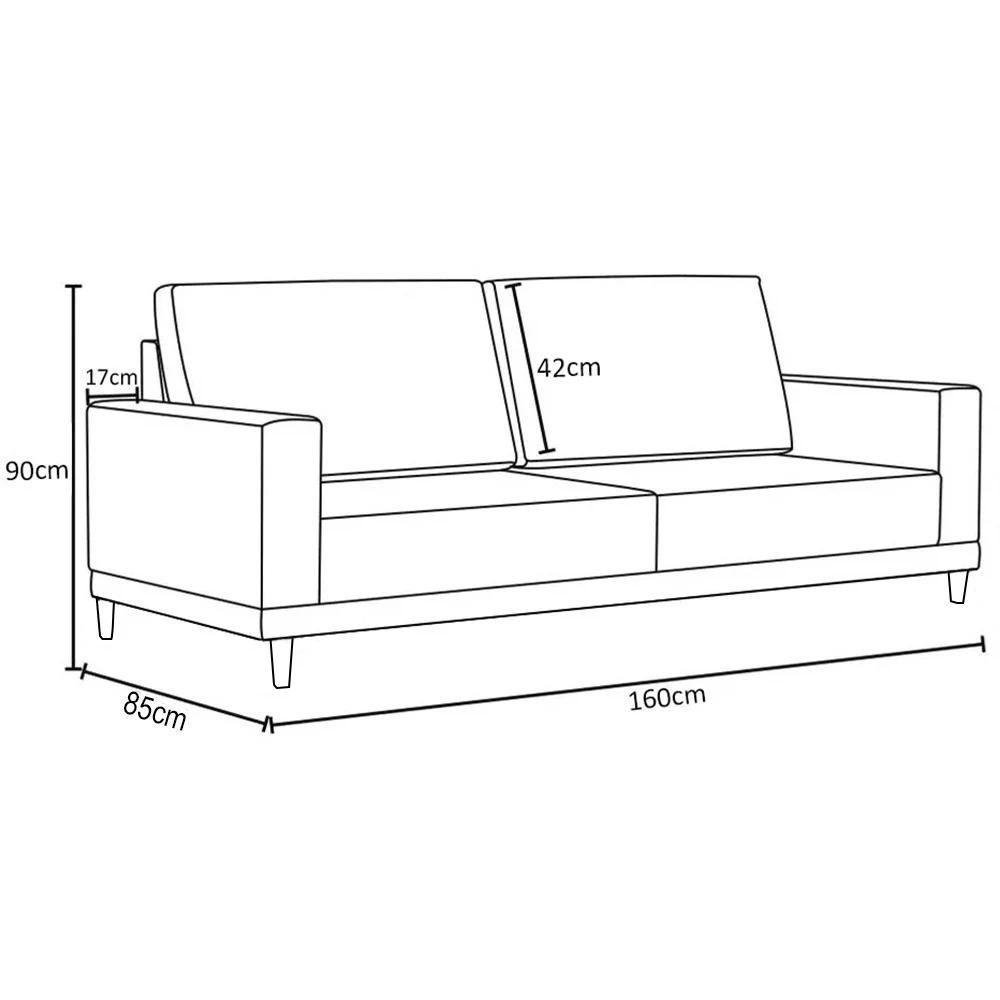 Sofá Living 160cm 2 Lugares Kayrós D05 Boucle Bege - Mpozenato - 2