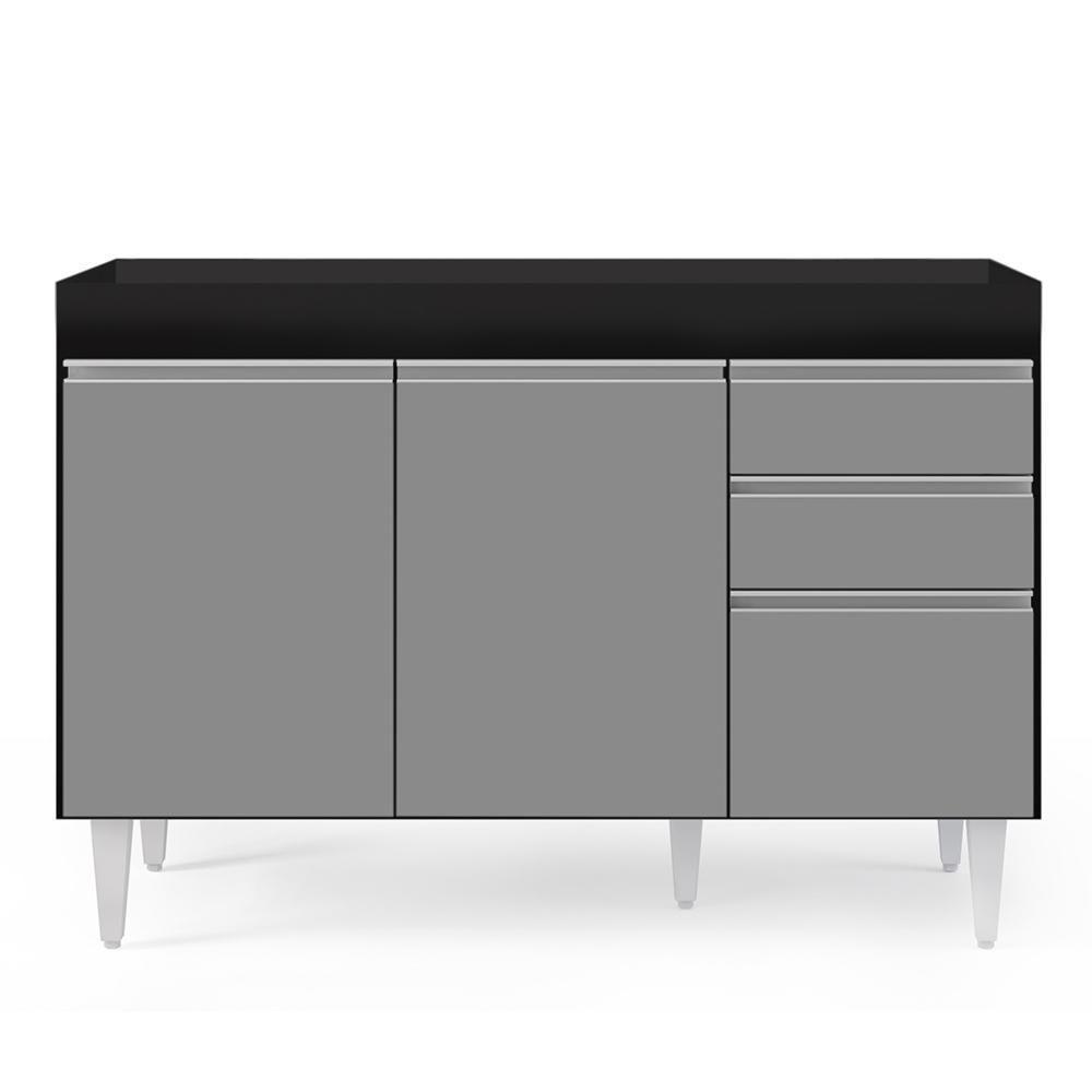 Armário De Cozinha Modulado De Canto Direito 4 Peças Cp37 Balcão Sem Tampo Preto/cinza - Lumil - 9