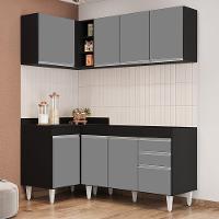 Armário De Cozinha Modulado De Canto Direito 4 Peças Cp37 Balcão Sem Tampo Preto/cinza - Lumil - 3