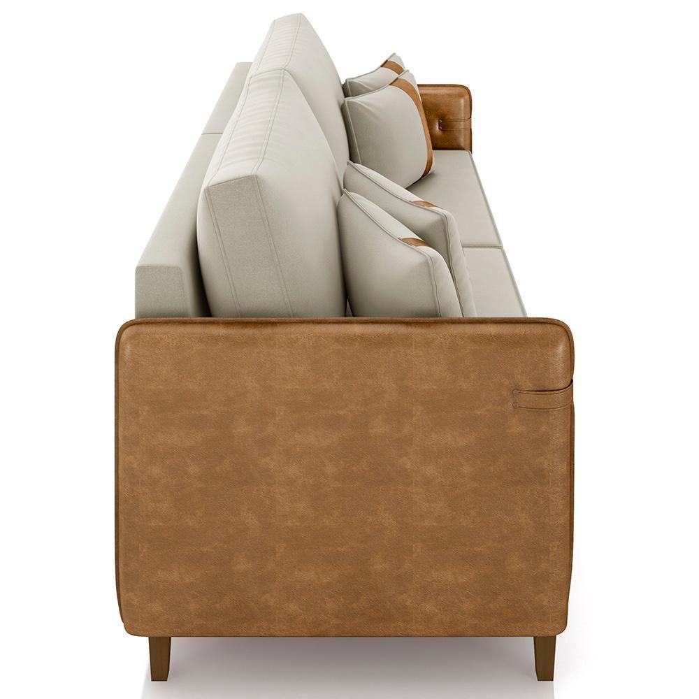 Sofá 2 Lugares Living 172cm Zoe K04 Veludo Bege/marrom - Mpozenato - 6