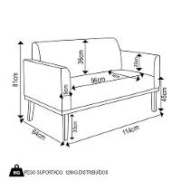 Sofá Namoradeira Base Madeira Castanho Maressa Suede Azul Marinho - Ibiza