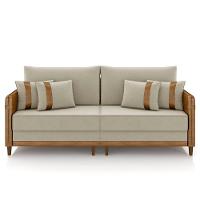 Sofá 3 Lugares Living 212cm Zoe K04 Veludo Bege/marrom - Mpozenato - 2