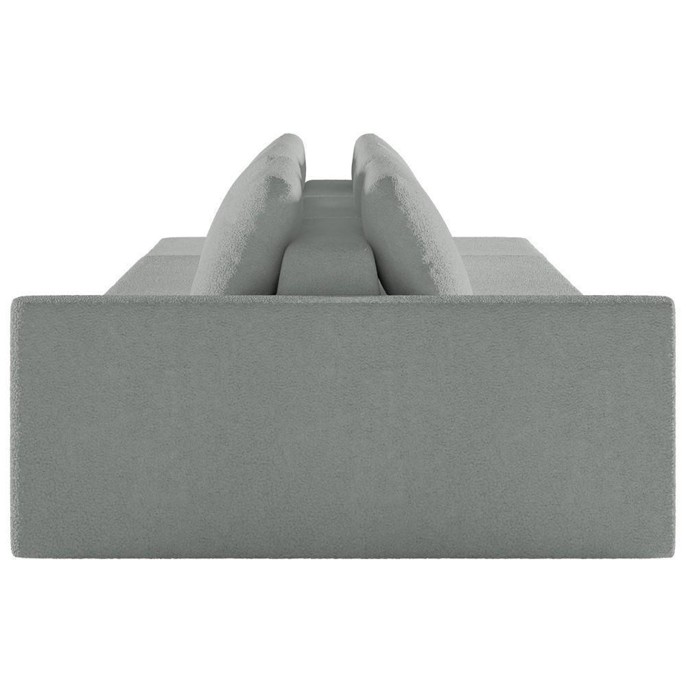 Sofá Ilha Modular Com Puff Para Sala Living 342cm Georgia K04 Bouclê Cinza Claro - Mpozenato - 6
