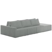 Sofá Ilha Modular Com Puff Para Sala Living 342cm Georgia K04 Bouclê Cinza Claro - Mpozenato - 1