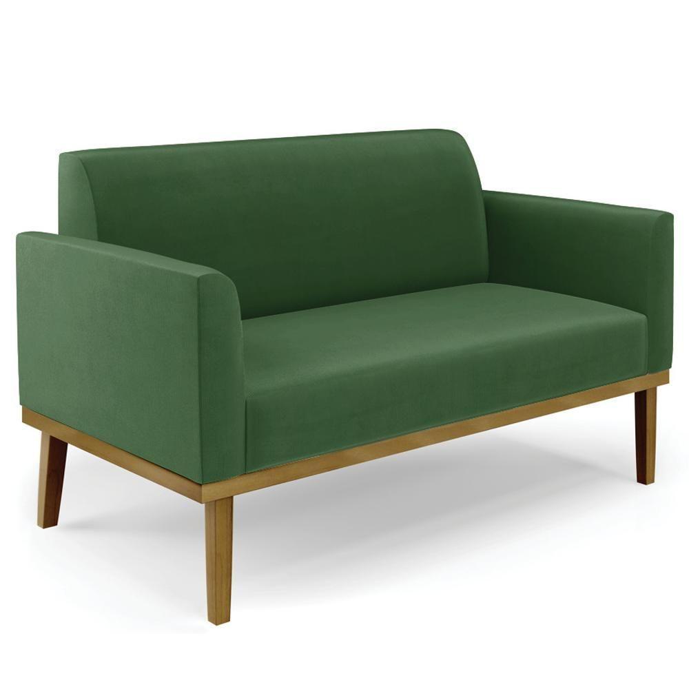 Sofá Namoradeira E 2 Poltronas Base Madeira Castanho Maressa Suede Verde - Ibiza - 7
