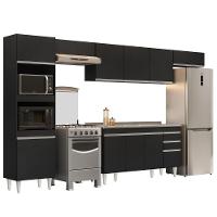 Armário De Cozinha Modulada 5 Peças Cp15 Balcão Com Pia Inox Preto - Lumil - 1