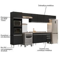 Armário De Cozinha Modulada 5 Peças Cp15 Balcão Com Pia Inox Preto - Lumil - 3