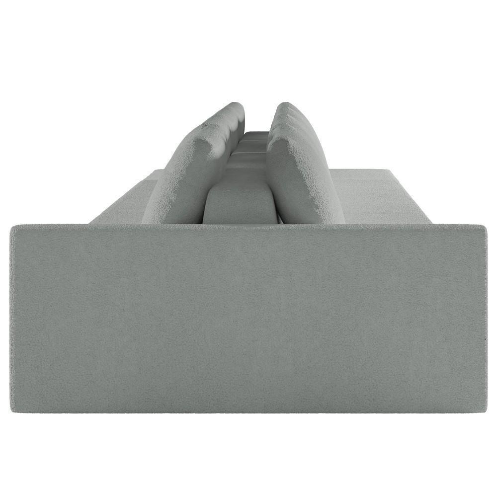 Sofá Ilha Modular Com Puff Para Sala Living 432cm Georgia K04 Bouclê Cinza Claro - Mpozenato - 6
