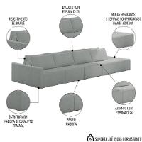 Sofá Ilha Modular Com Puff Para Sala Living 432cm Georgia K04 Bouclê Cinza Claro - Mpozenato - 3