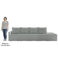 Sofá Ilha Modular Com Puff Para Sala Living 432cm Georgia K04 Bouclê Cinza Claro - Mpozenato - 5