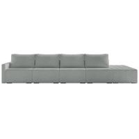 Sofá Ilha Modular Com Puff Para Sala Living 432cm Georgia K04 Bouclê Cinza Claro - Mpozenato - 7