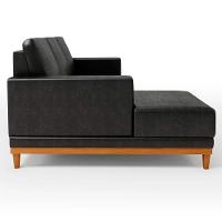 Sofá 3 Lugares 200cm Living Com Chaise Esquerdo Sala De Estar Kayrós D05 Sintético Preto - Mpozenato - 3