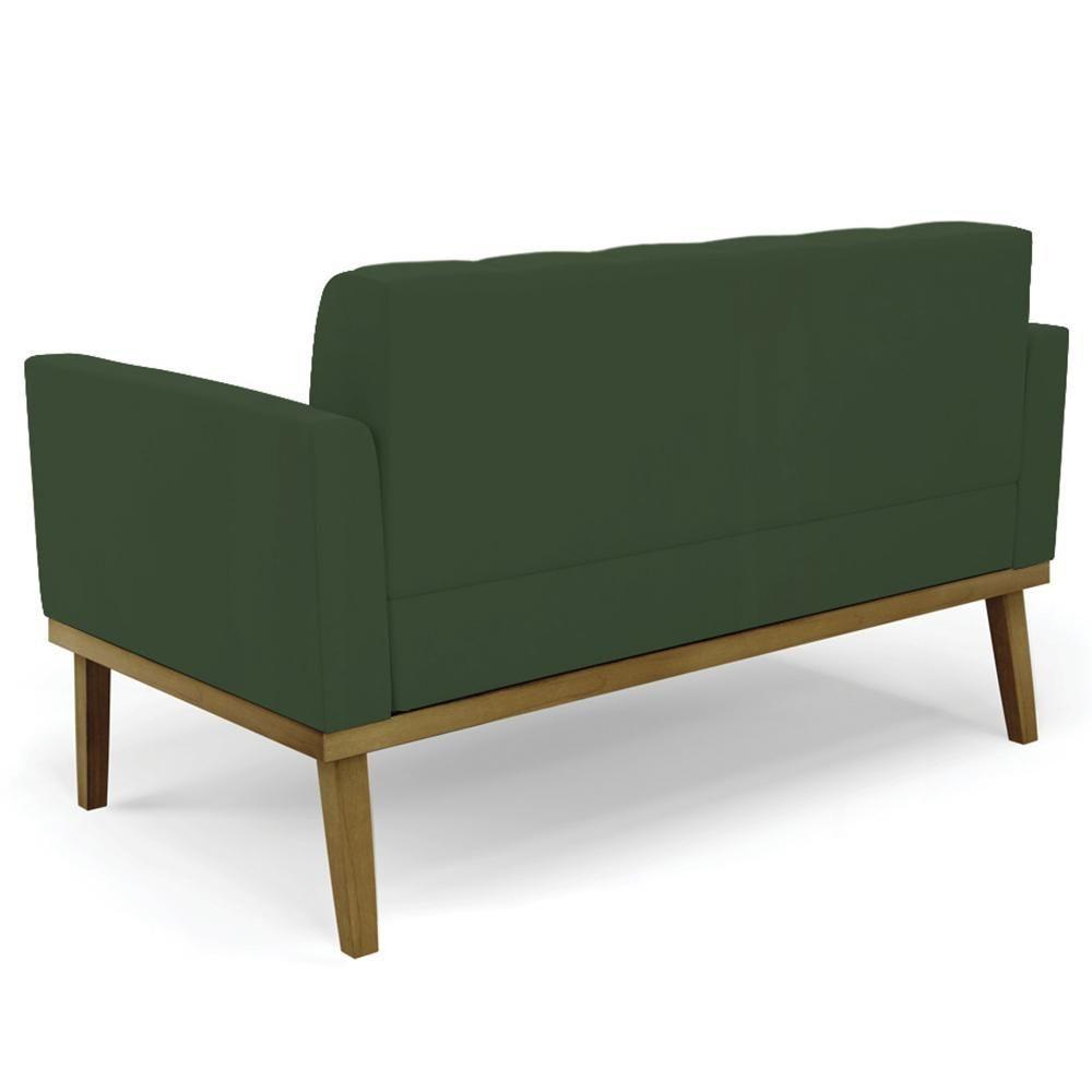 Sofá Namoradeira E 2 Poltronas Base Madeira Castanho Ana Veludo Verde - Ibiza - 9