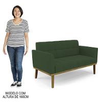 Sofá Namoradeira E 2 Poltronas Base Madeira Castanho Ana Veludo Verde - Ibiza - 6