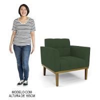 Sofá Namoradeira E 2 Poltronas Base Madeira Castanho Ana Veludo Verde - Ibiza - 7