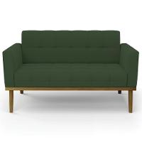 Sofá Namoradeira E 2 Poltronas Base Madeira Castanho Ana Veludo Verde - Ibiza - 8