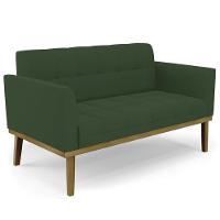 Sofá Namoradeira E 2 Poltronas Base Madeira Castanho Ana Veludo Verde - Ibiza - 10