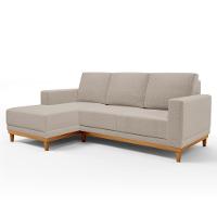 Sofá Living 200cm 3 Lugares Com Chaise Esquerdo Kayrós D05 Boucle Bege - Mpozenato - 1