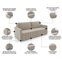 Sofá Cama Casal Retrátil 2 Lugares 192cm Atlas M22 Suede Bege - Mpozenato - 3