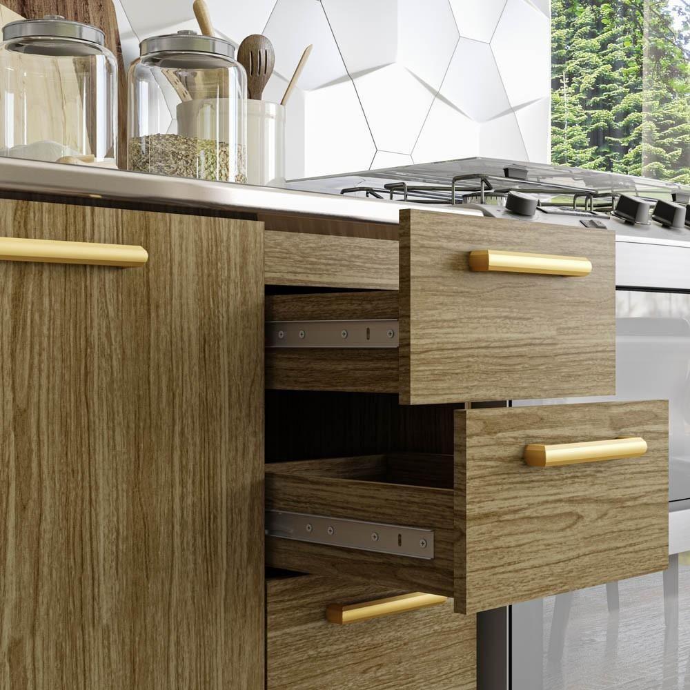 Armário De Cozinha 5 Peças Urban03 Balcão Com Tampo 120cm K02 Freijó/supremo - Mpozenato - 5