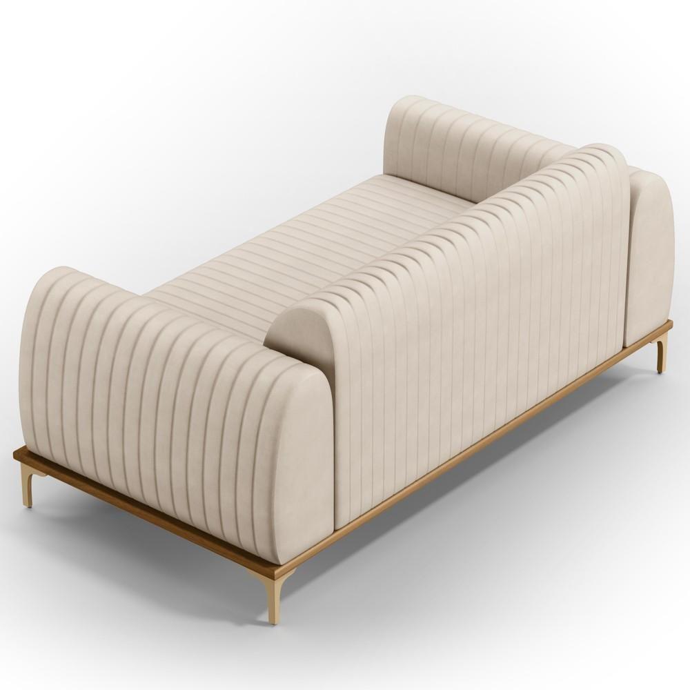 Sofá 210cm 3 Lugares Base Gold Molino D06 Suede C-309 Bege - Mpozenato - 5