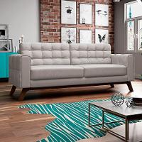 Sofá 180 Cm 3 Lugares Sandero C-309 Veludo Bege Claro - Domi - 2