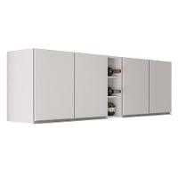 Armário De Cozinha Aéreo Califórnia 180cm Kit 2 Com Nicho Adega Branco - Lumil - 1