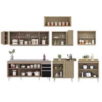 Armário De Cozinha Modulado De Canto 8 Peças Cp27 Com Pia Inox Castanho/preto - Lumil - 6