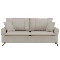 Sofá 200cm 3 Lugares Com Almofadas Pés Curvos Veras Suede D05 Bege Claro - Mpozenato - 2