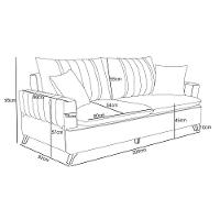 Sofá 200cm 3 Lugares Com Almofadas Pés Curvos Veras Suede D05 Bege Claro - Mpozenato - 6