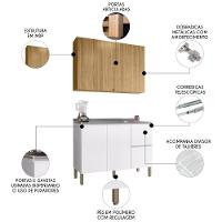 Armário De Cozinha Cp01 Com Pia 120cm Minsk K02 Branco/freijó - Mpozenato - 3