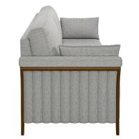 Sofá Living 3 Lugares 222cm Pés Madeira Roya M22 Linho Cinza - Mpozenato - 5