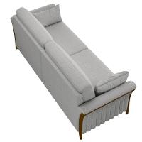 Sofá Living 3 Lugares 222cm Pés Madeira Roya M22 Linho Cinza - Mpozenato - 7