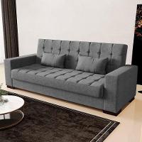Sofá Cama Para Sala De Estar Lisboa Linho Grafite - Ibiza - 2