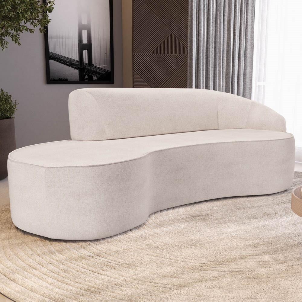 Sofá Living 3 Lugares 230cm Braço Direito Mozart D06 Linho Cru - Mpozenato - 3